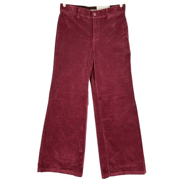 Liz Claiborne Women's Wide-Leg High-Rise Stretch Burgundy Velvet Pants Sz 8 NWT - Picture 1 of 11